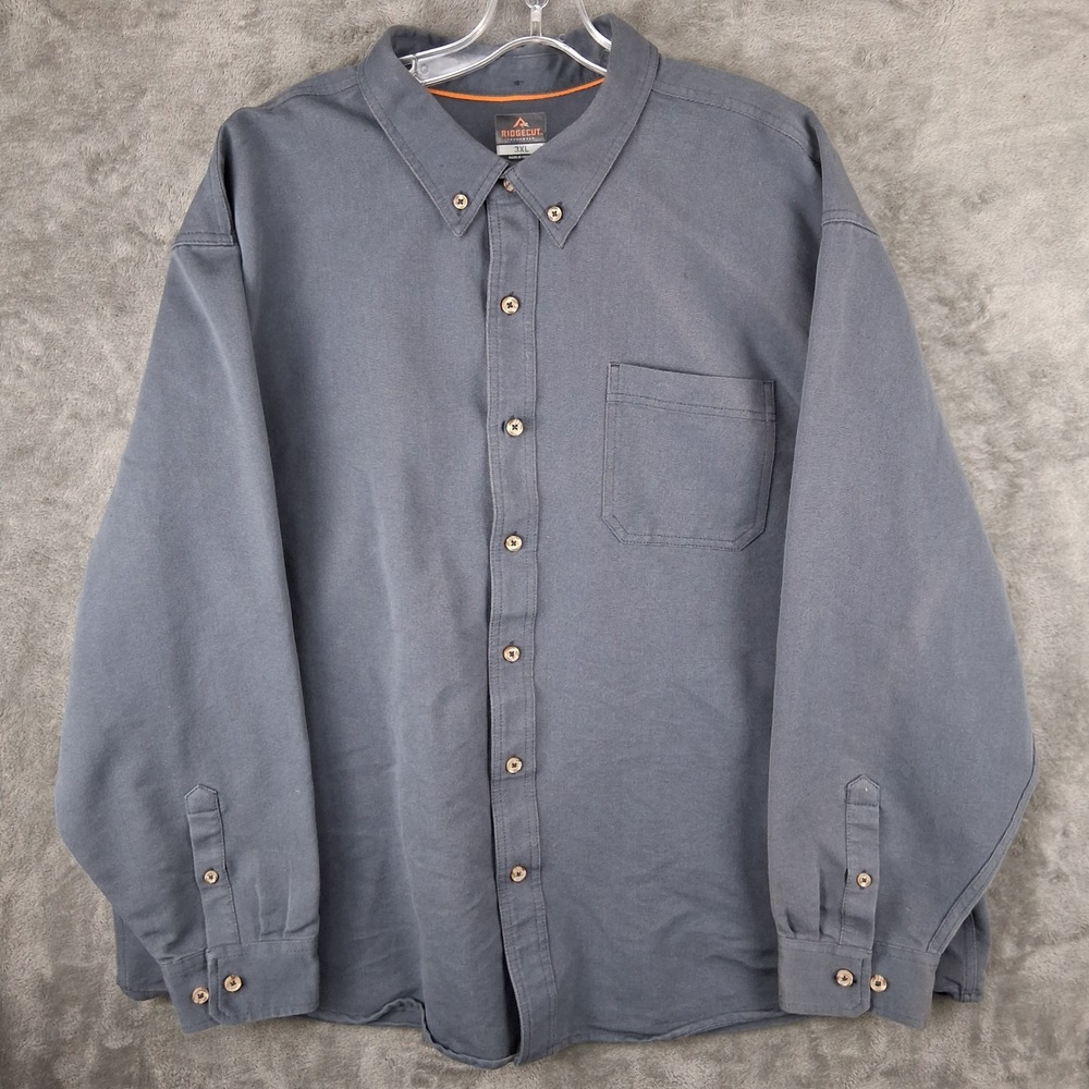 Ridgecut Toughwear Mens 3XL Blue Gray Faded Canvas Work Shirt FMW20-9102 BUGY
